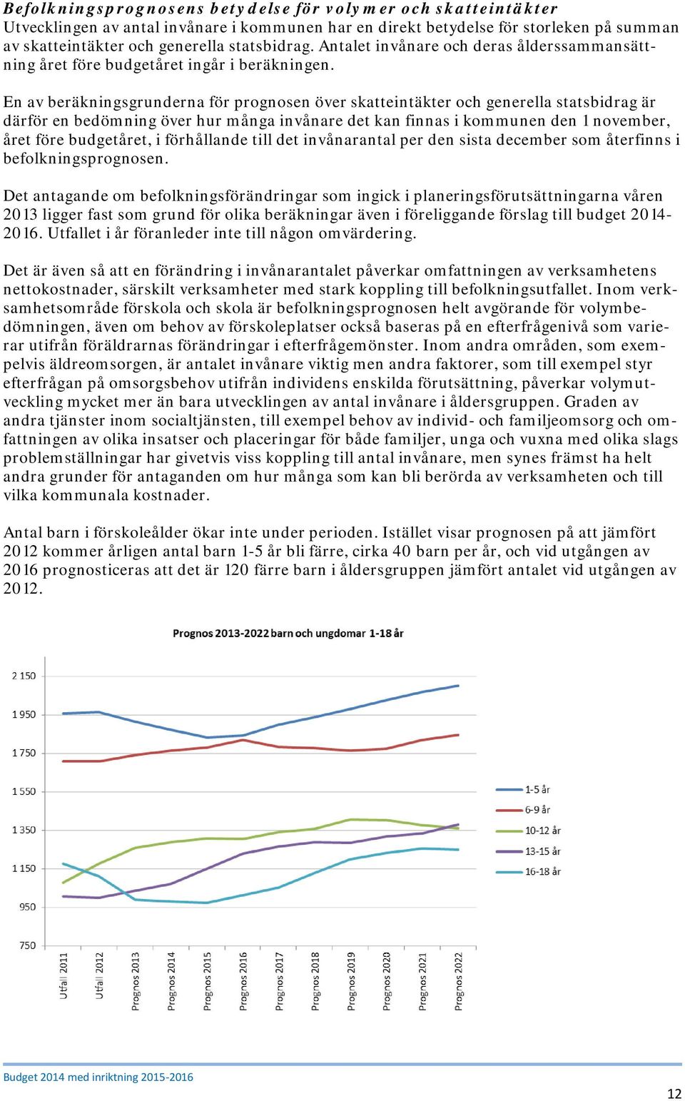 En av beräkningsgrunderna för prognosen över skatteintäkter och generella statsbidrag är därför en bedömning över hur många invånare det kan finnas i kommunen den 1 november, året före budgetåret, i