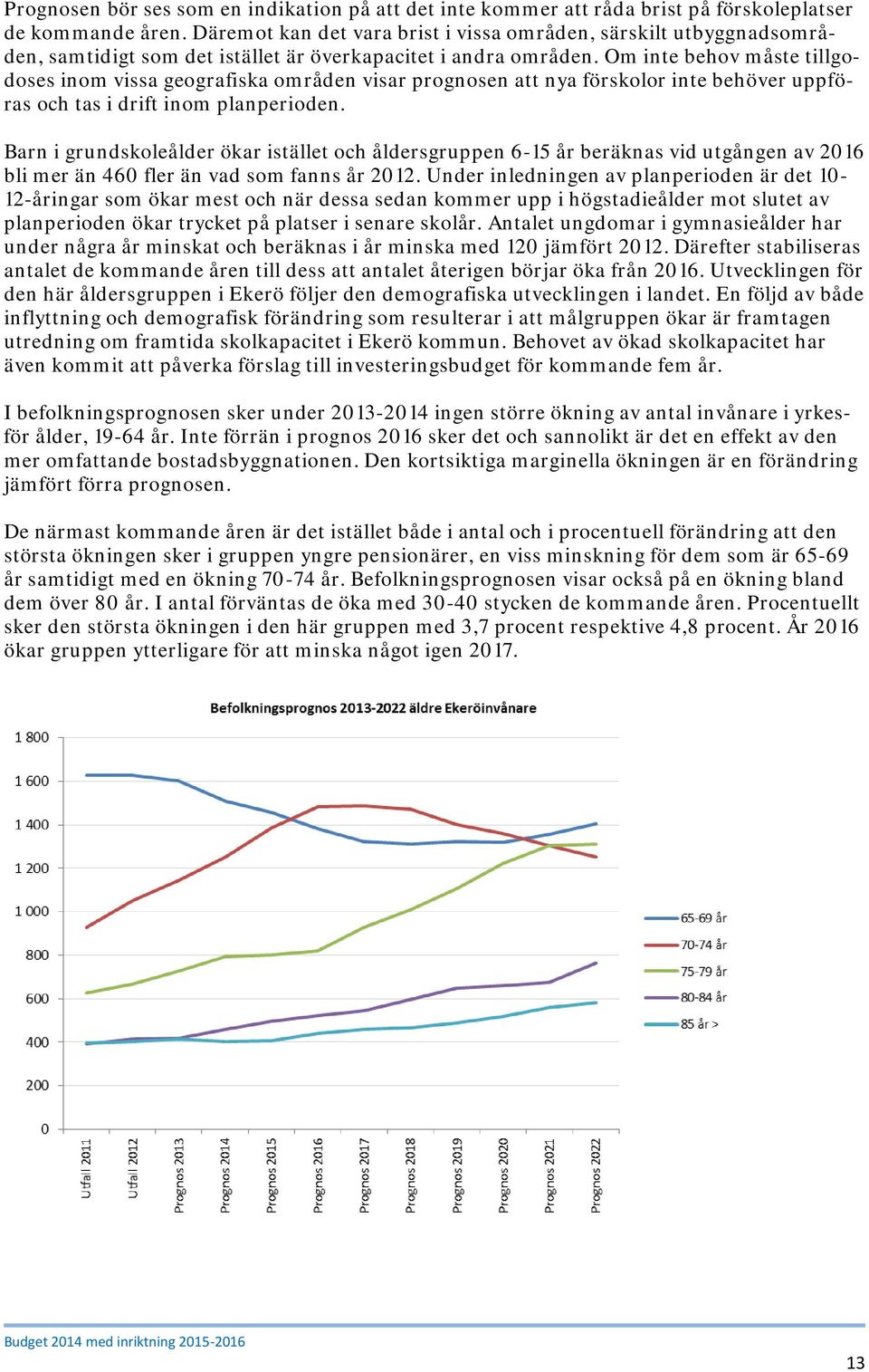 Om inte behov måste tillgodoses inom vissa geografiska områden visar prognosen att nya förskolor inte behöver uppföras och tas i drift inom planperioden.