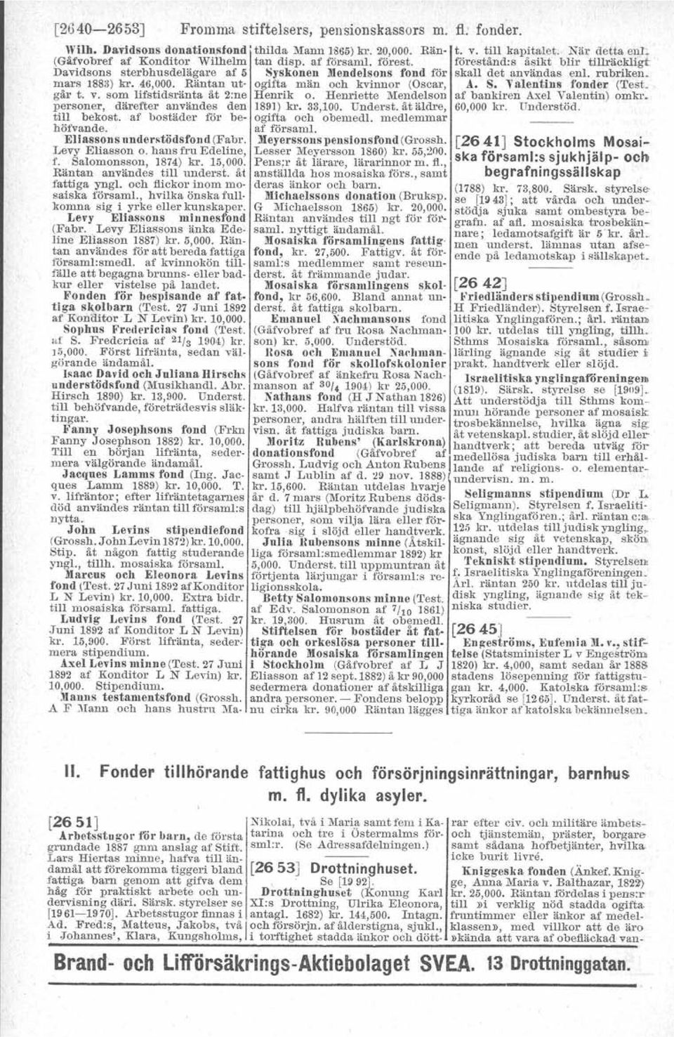 Henriette Mendelson personer, därefter användes den 1891)kr. 33,100. Underst. åt äldre, till bekost. af bostäder 16r be- ogifta och obemedl. medlemmar höfvande. af församl.