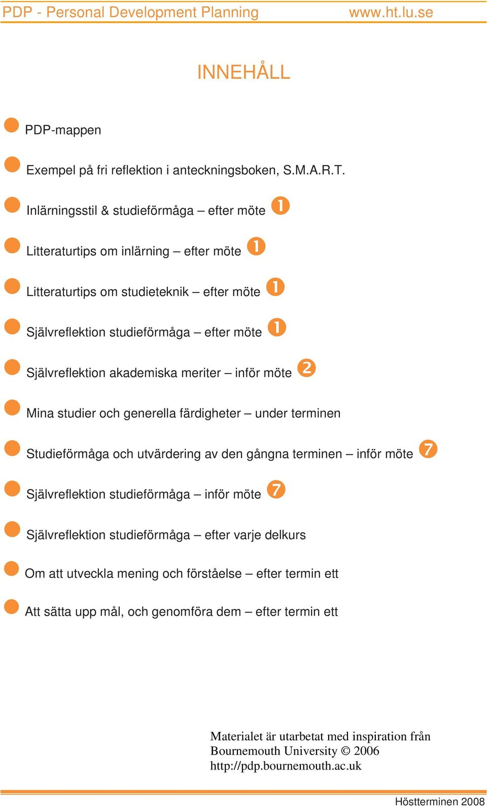 Självreflektion akademiska meriter inför möte Mina studier och generella färdigheter under terminen Studieförmåga och utvärdering av den gångna terminen inför möte