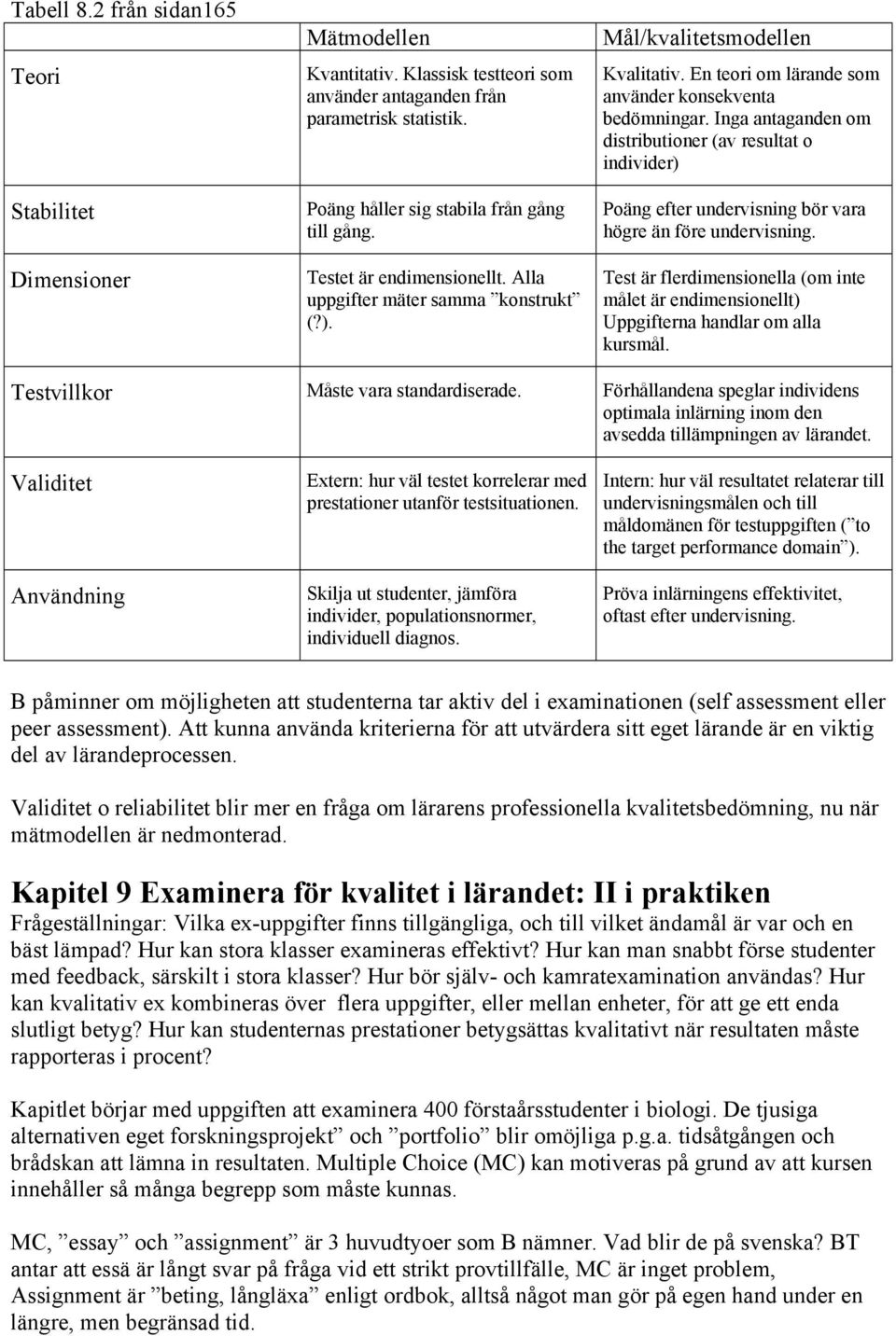 Inga antaganden om distributioner (av resultat o individer) Poäng efter undervisning bör vara högre än före undervisning.