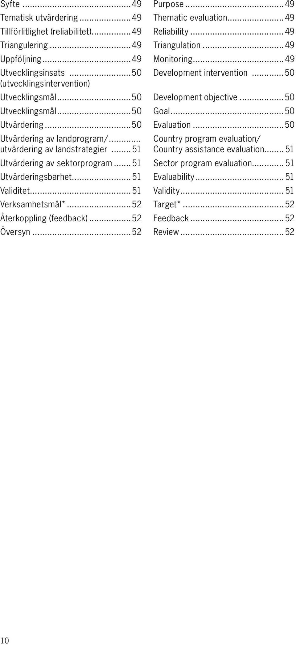 ..50 Evaluation...50 Utvärdering av landprogram/... Country program evaluation/ utvärdering av landstrategier... 51 Country assistance evaluation... 51 Utvärdering av sektorprogram.