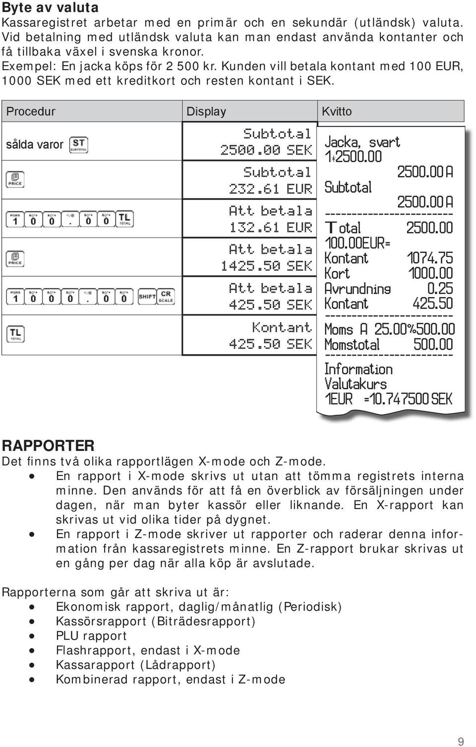 61 EUR Att betala 1425.50 SEK Att betala 425.50 SEK Kontant 425.50 SEK Jacka, svart 1*2500.00 2500.00 A Subtotal 2500.00 A ------------------------ Total 2500.00 100.00EUR= Kontant 1074.75 Kort 1000.