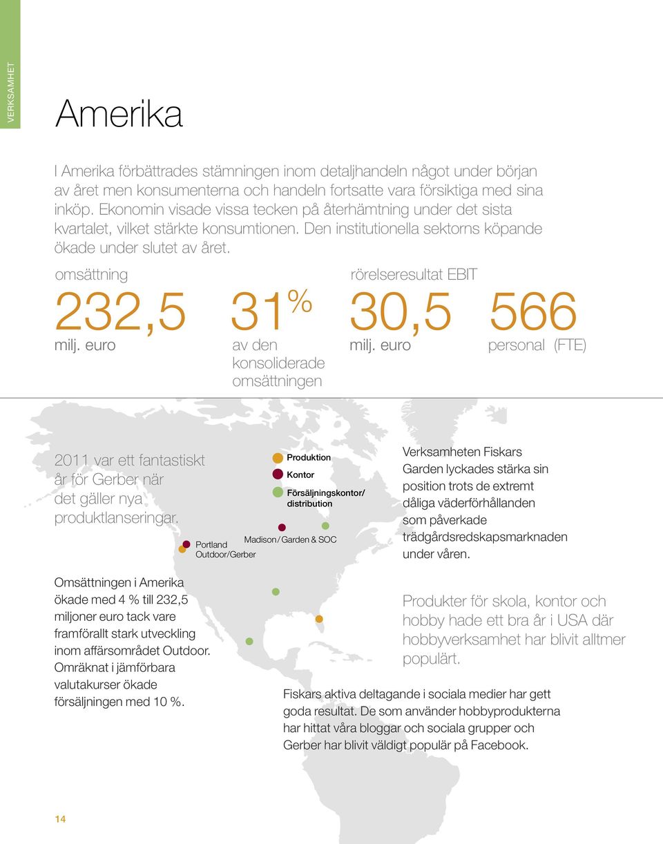 omsättning 232,5 rörelseresultat EBIT 31 % 30,5 566 milj. euro av den milj. euro personal (FTE) konsoliderade omsättningen 2011 var ett fantastiskt år för Gerber när det gäller nya produktlanseringar.