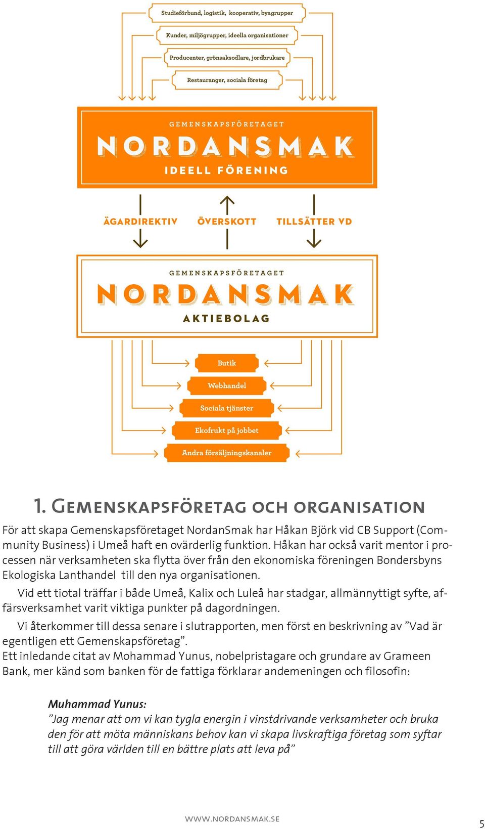 Gemenskapsföretag och organisation För att skapa Gemenskapsföretaget NordanSmak har Håkan Björk vid CB Support (Community Business) i Umeå haft en ovärderlig funktion.