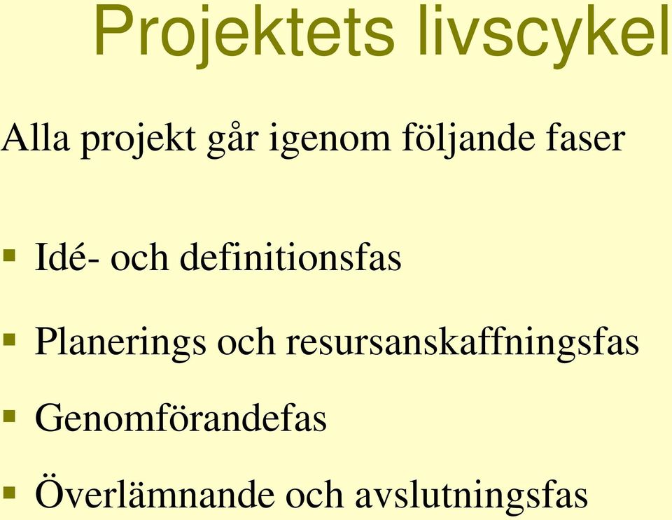 definitionsfas Planerings och