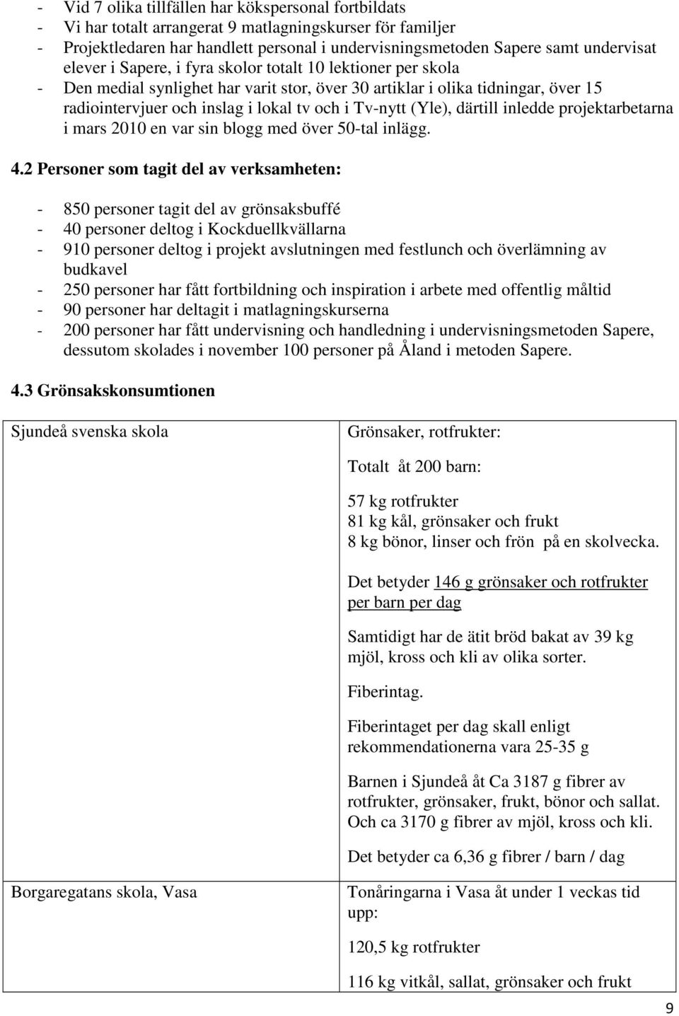 (Yle), därtill inledde projektarbetarna i mars 2010 en var sin blogg med över 50-tal inlägg. 4.