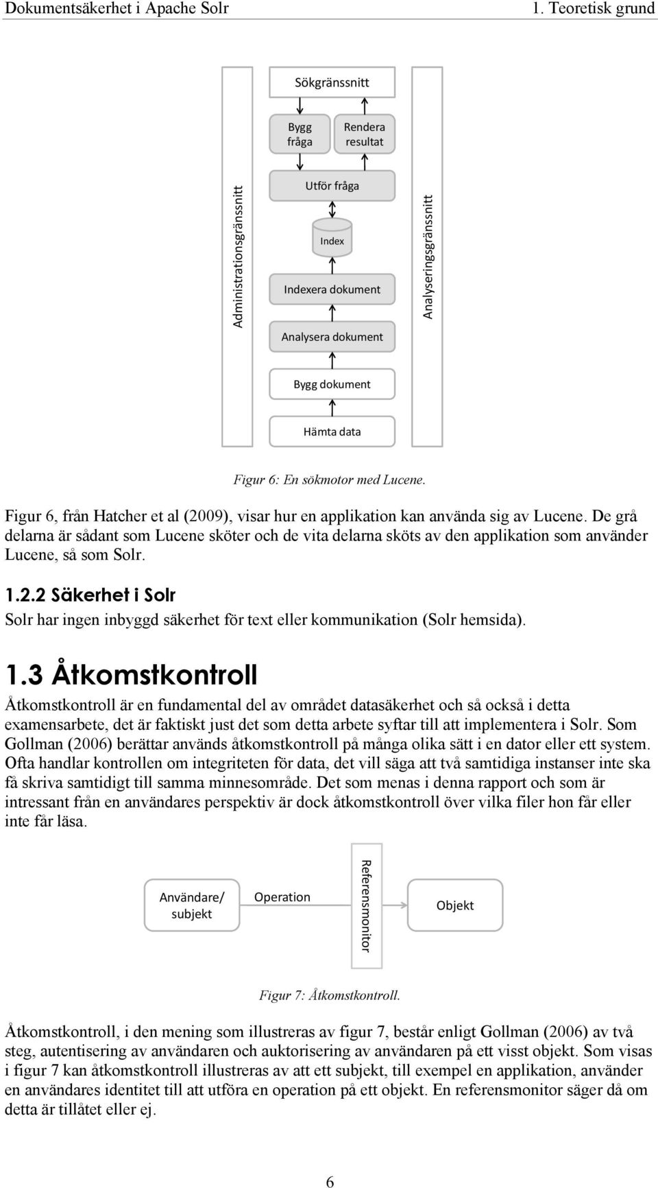 Figur 6, från Hatcher et al (2009), visar hur en applikation kan använda sig av Lucene.