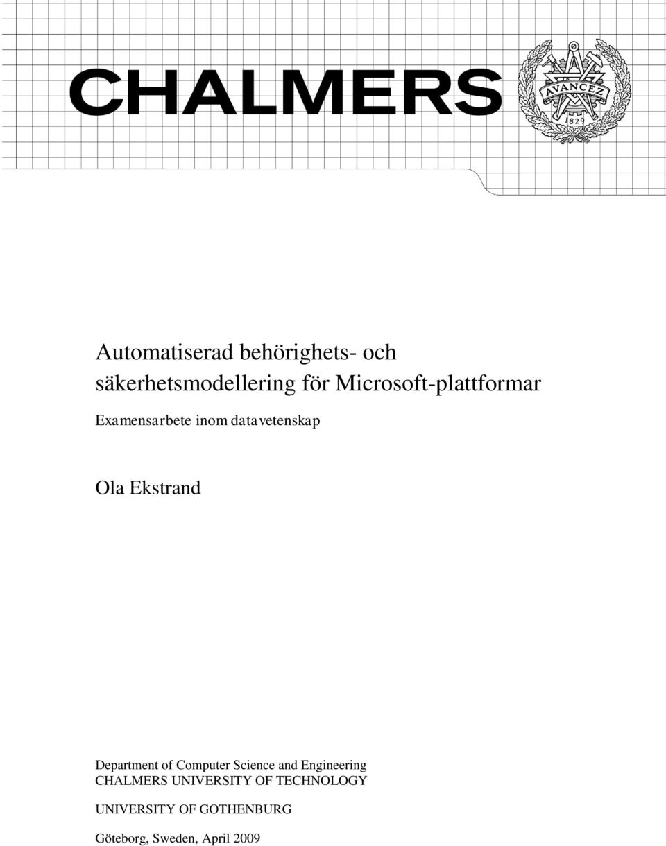 Ekstrand Department of Computer Science and Engineering CHALMERS