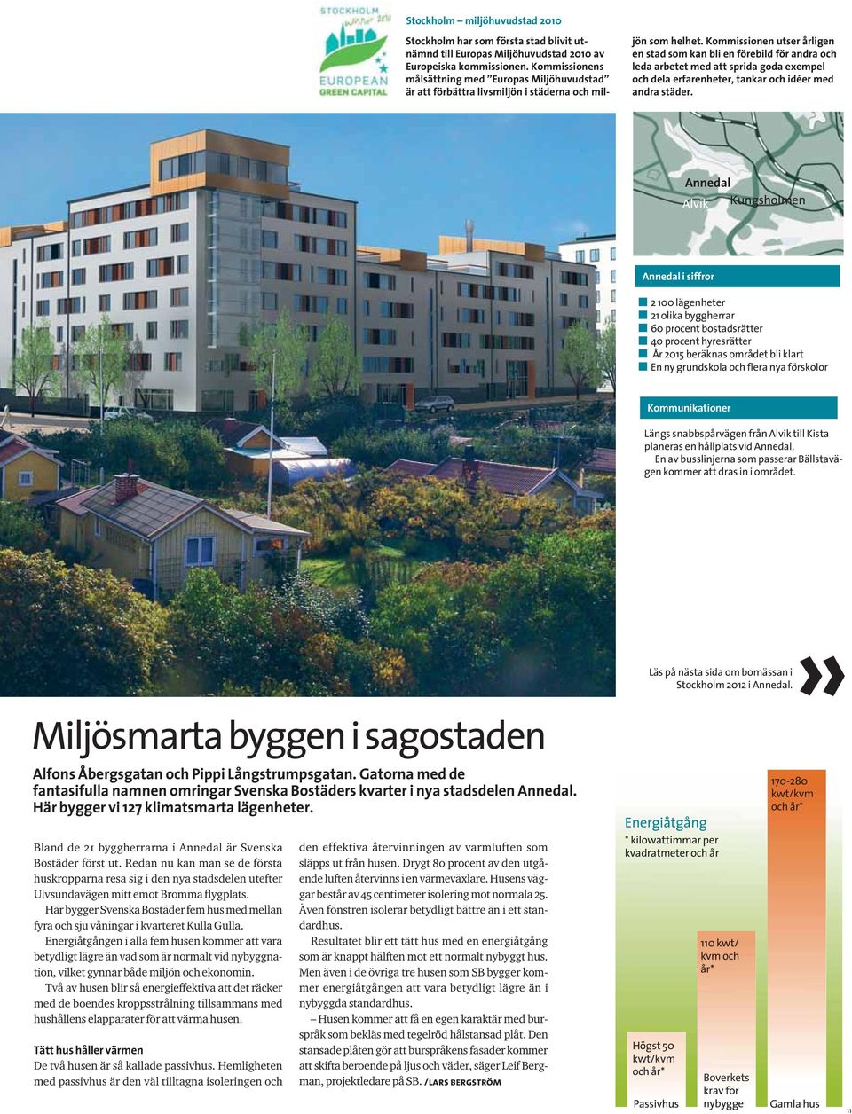 Energiåtgången i alla fem husen kommer att vara betydligt lägre än vad som är normalt vid nybyggnation, vilket gynnar både miljön och ekonomin.