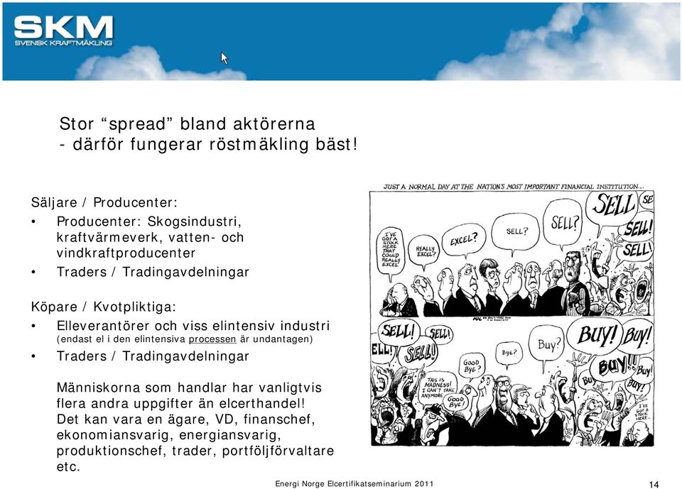 / Kvotpliktiga: Elleverantörer och viss elintensiv industri (endast el i den elintensiva processen är undantagen) Traders /