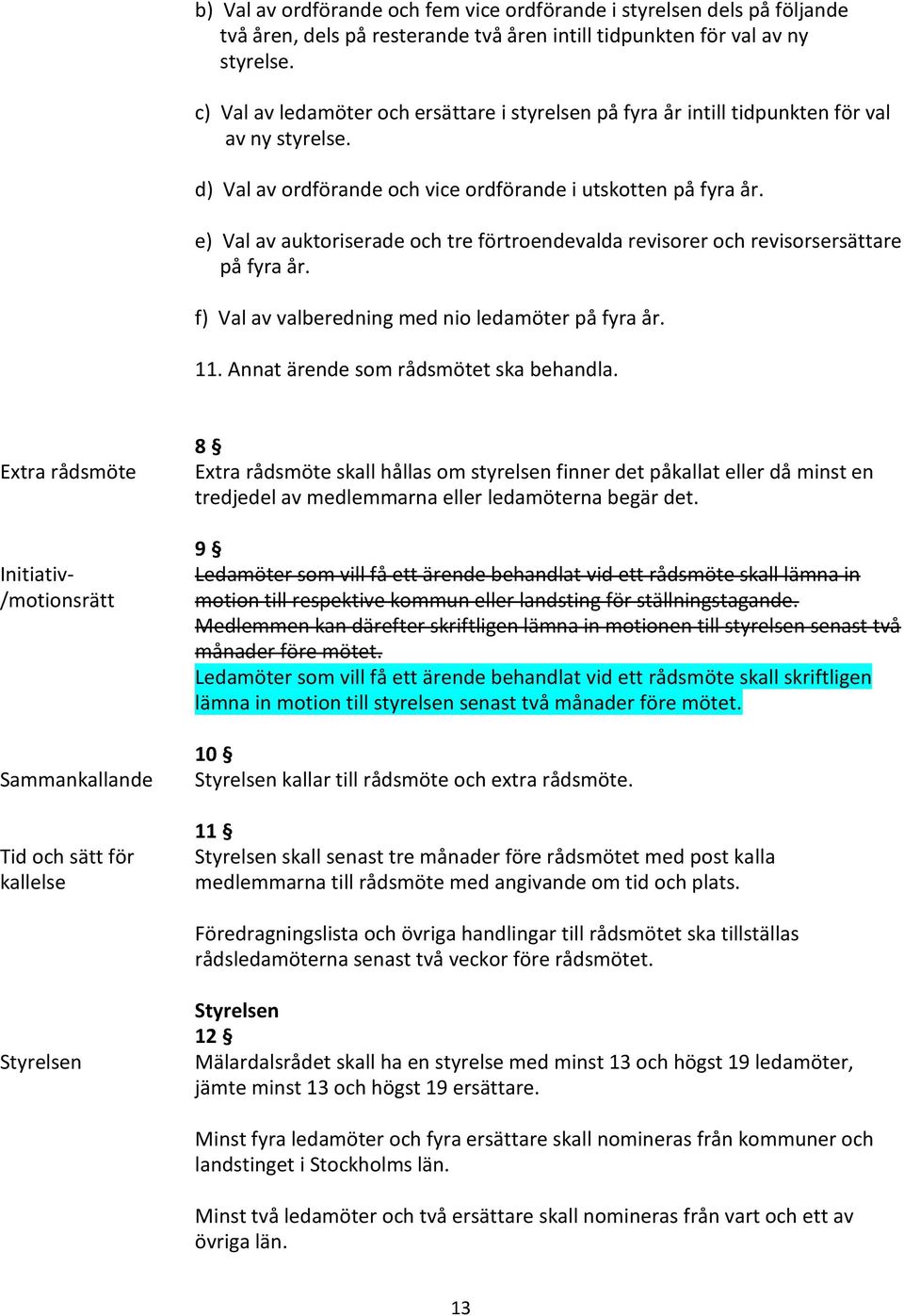 e) Val av auktoriserade och tre förtroendevalda revisorer och revisorsersättare på fyra år. f) Val av valberedning med nio ledamöter på fyra år. 11. Annat ärende som rådsmötet ska behandla.