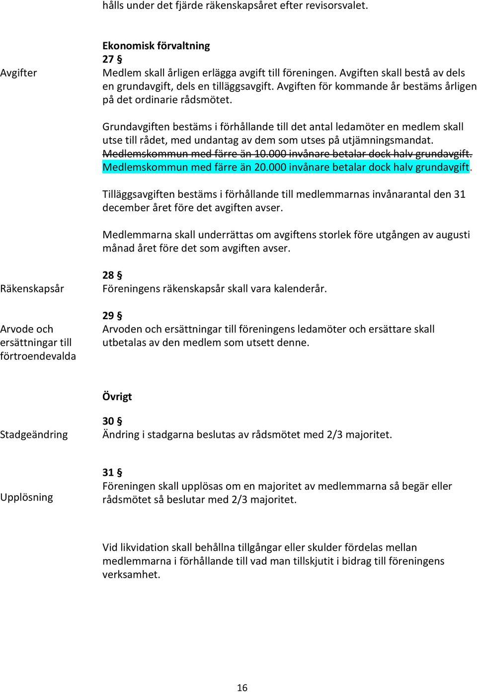 Grundavgiften bestäms i förhållande till det antal ledamöter en medlem skall utse till rådet, med undantag av dem som utses på utjämningsmandat. Medlemskommun med färre än 10.