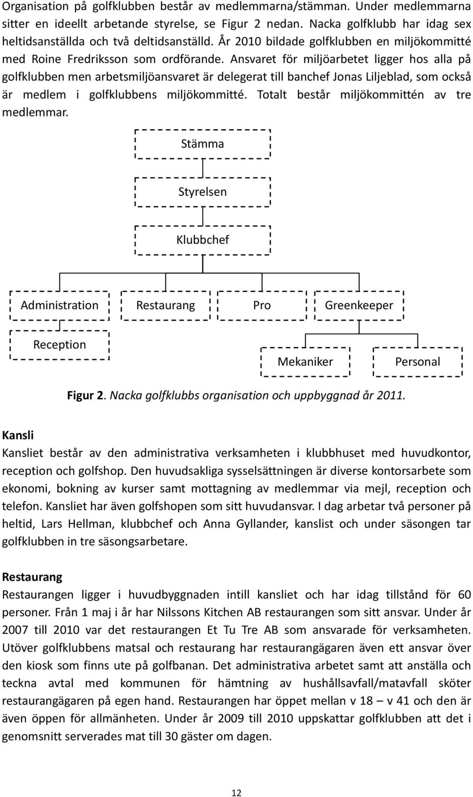 Ansvaret för miljöarbetet ligger hos alla på golfklubben men arbetsmiljöansvaret är delegerat till banchef Jonas Liljeblad, som också är medlem i golfklubbens miljökommitté.