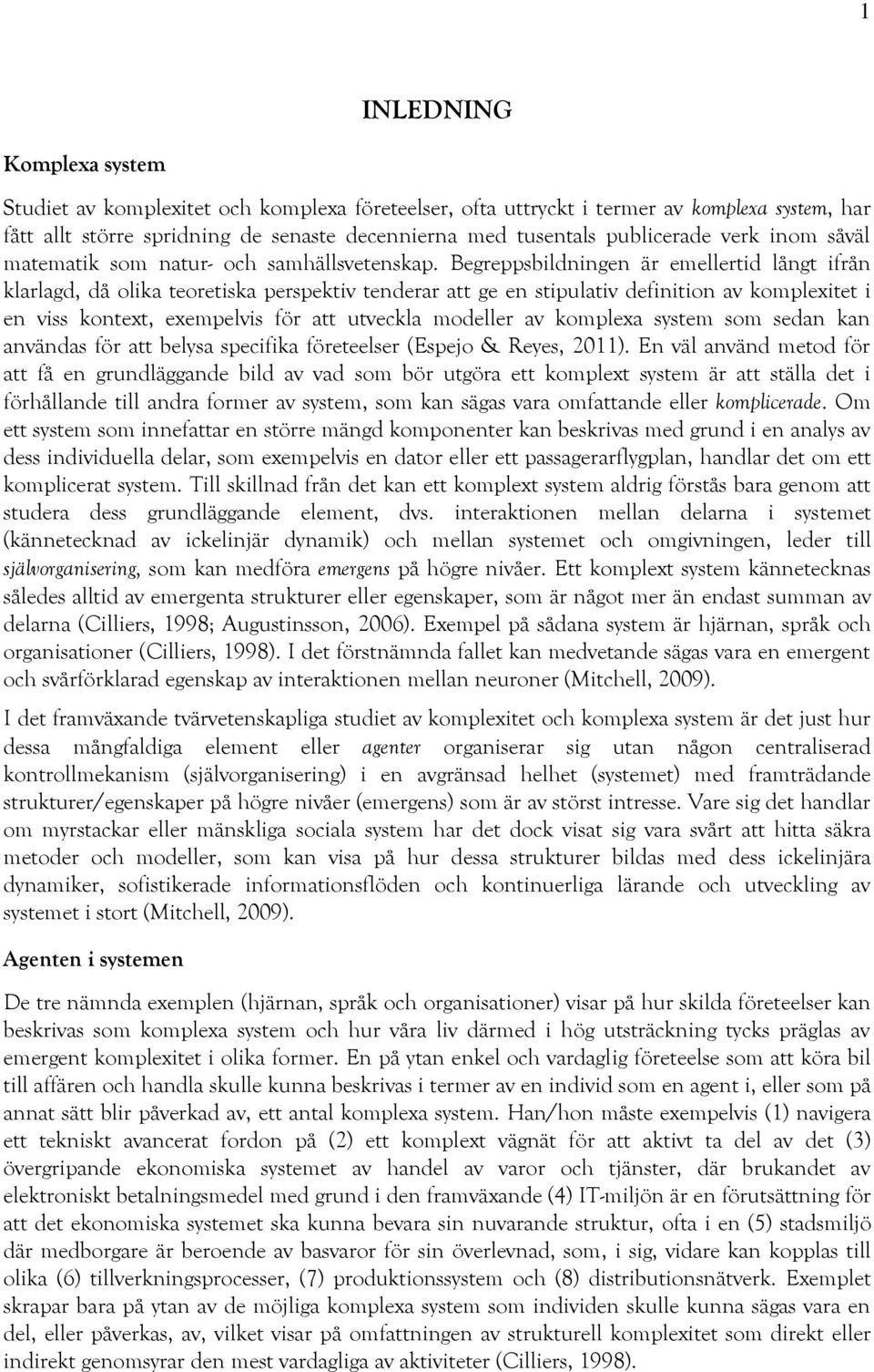 Begreppsbildningen är emellertid långt ifrån klarlagd, då olika teoretiska perspektiv tenderar att ge en stipulativ definition av komplexitet i en viss kontext, exempelvis för att utveckla modeller