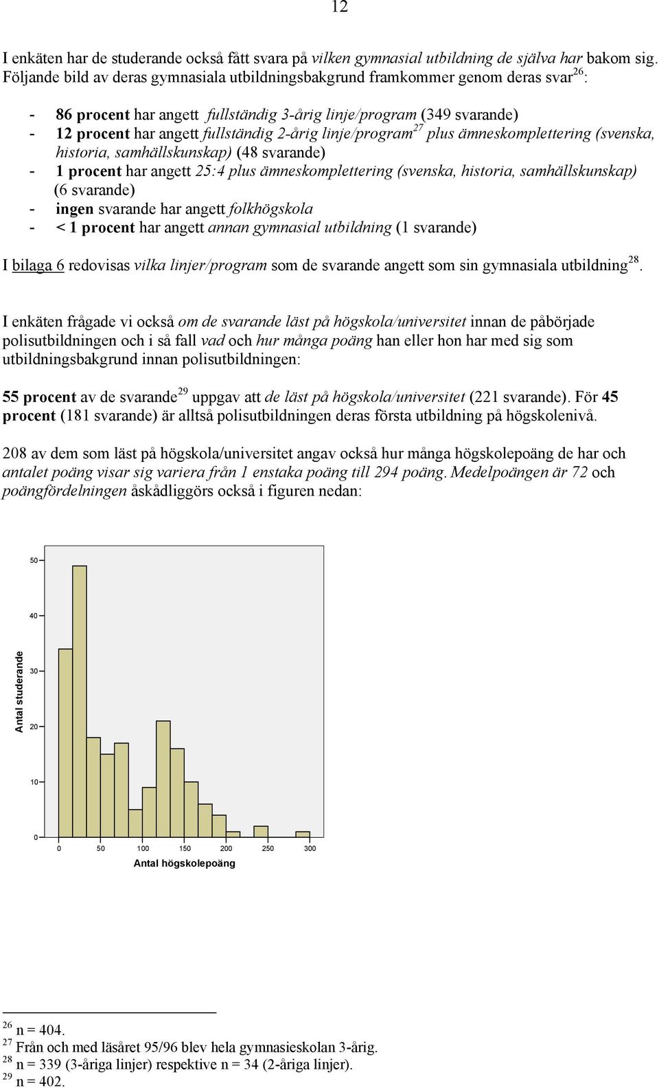 2-årig linje/program 27 plus ämneskomplettering (svenska, historia, samhällskunskap) (48 svarande) - 1 procent har angett 25:4 plus ämneskomplettering (svenska, historia, samhällskunskap) (6