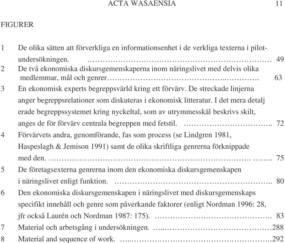 De streckade linjerna anger begreppsrelationer som diskuteras i ekonomisk litteratur.