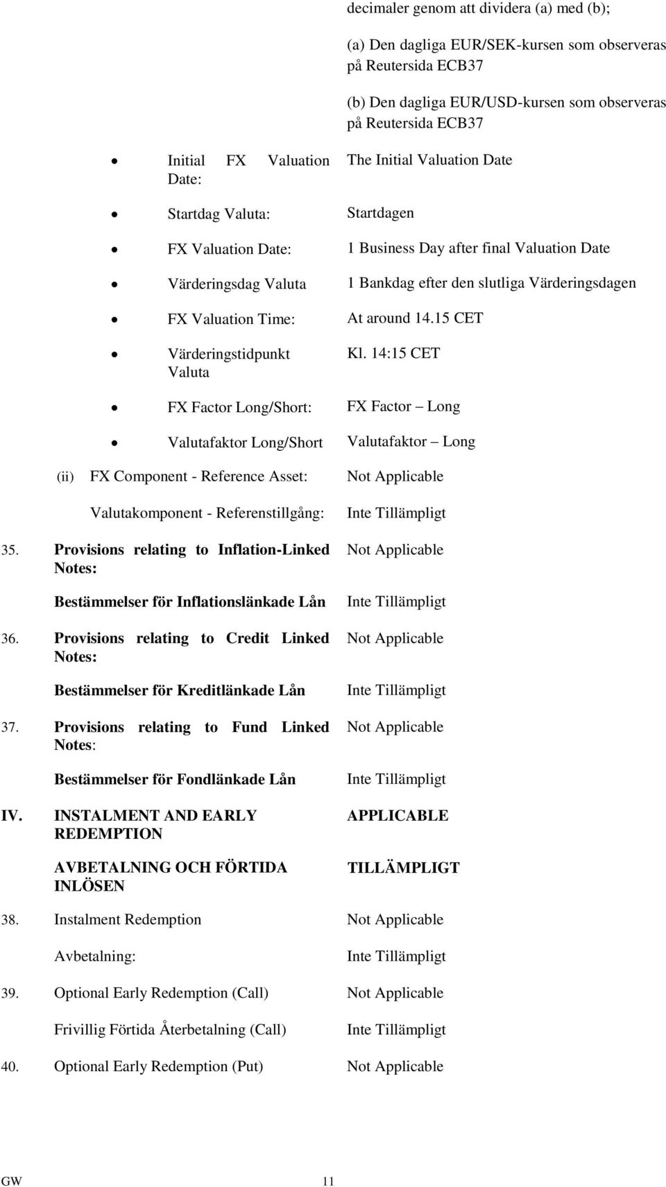 Valuation Time: At around 14.15 CET Värderingstidpunkt Valuta Kl.