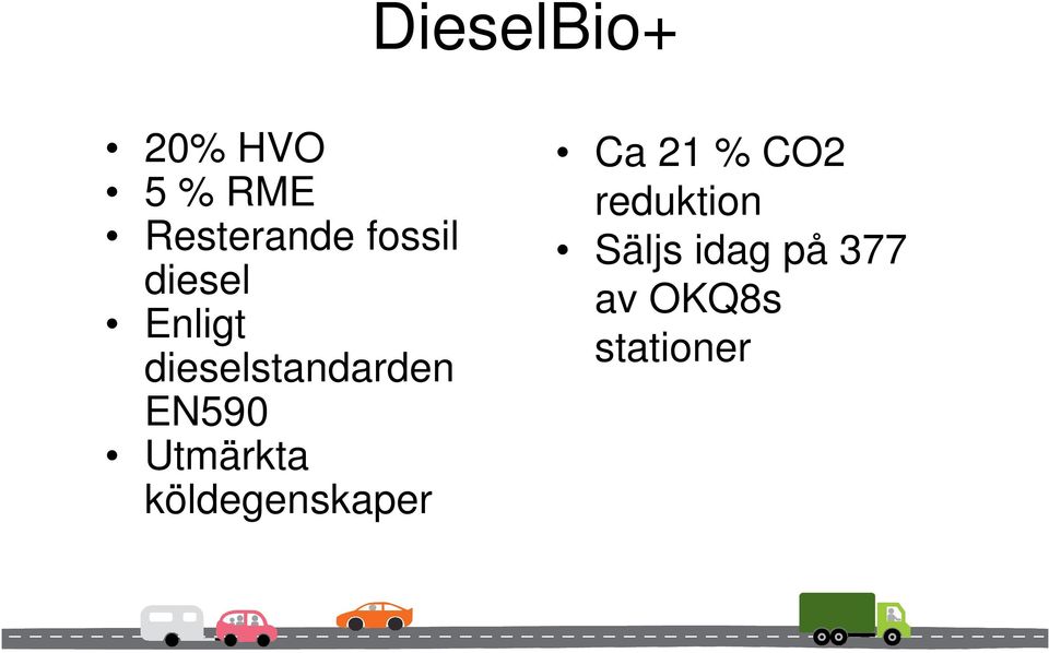 EN590 Utmärkta köldegenskaper Ca 21 %