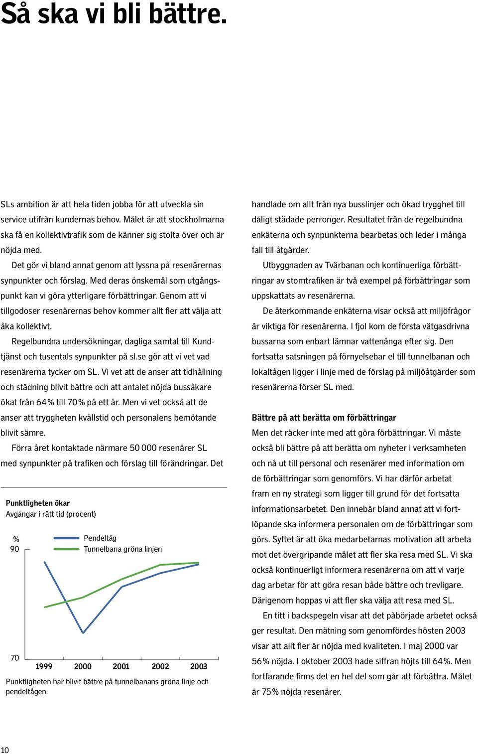 Med deras önskemål som utgångspunkt kan vi göra ytterligare förbättringar. Genom att vi tillgodoser resenärernas behov kommer allt fler att välja att åka kollektivt.