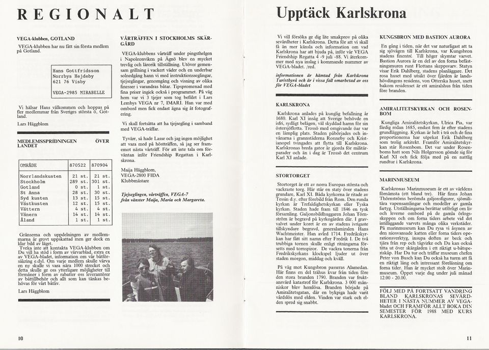 Lars Häggblom MEDLEMSSPRIDNINGEN LANDET ÖVER OMRÅDE 870522 870904 Norrlandskusten 21 st. 21 st. Stockholm 289 st. 301 st. Gotland O st. 1 st. St Anna 28 st. 30 st. Syd kusten 13 st. 15 st.