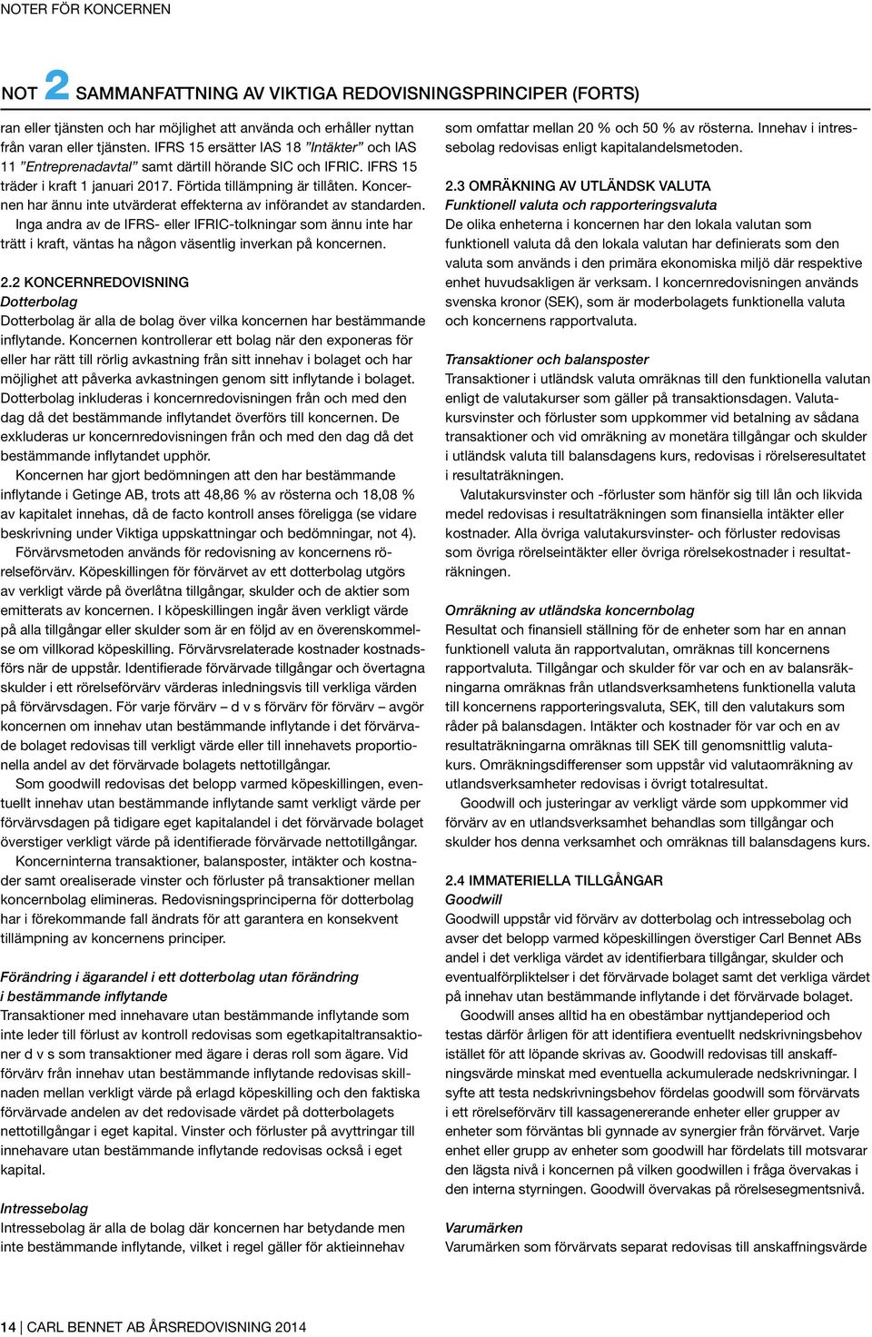 har ännu inte utvärderat effekterna av införandet av standarden. Inga andra av de IFRS- eller IFRIC-tolkningar som ännu inte har trätt i kraft, väntas ha någon väsentlig inverkan på koncernen. 2.