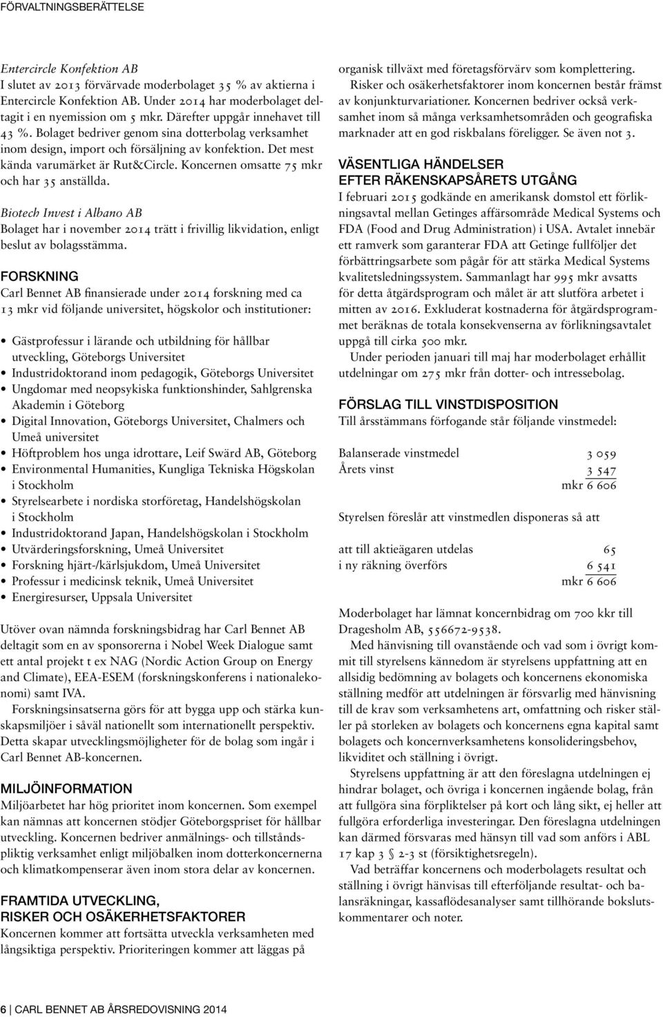 omsatte 75 mkr och har 35 anställda. Biotech Invest i Albano AB Bolaget har i november 2014 trätt i frivillig likvidation, enligt beslut av bolagsstämma.