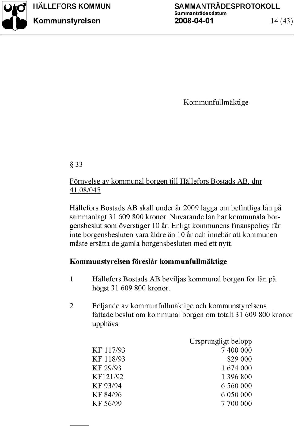 Enligt kommunens finanspolicy får inte borgensbesluten vara äldre än 10 år och innebär att kommunen måste ersätta de gamla borgensbesluten med ett nytt.