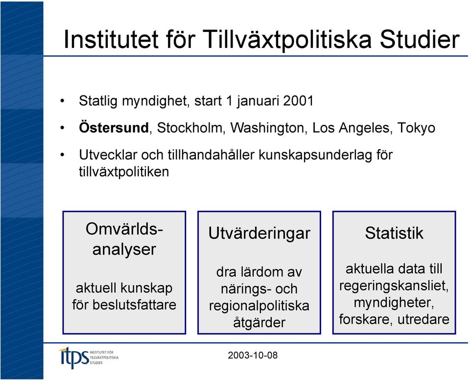 tillväxtpolitiken Omvärldsanalyser aktuell kunskap för beslutsfattare Utvärderingar dra lärdom av