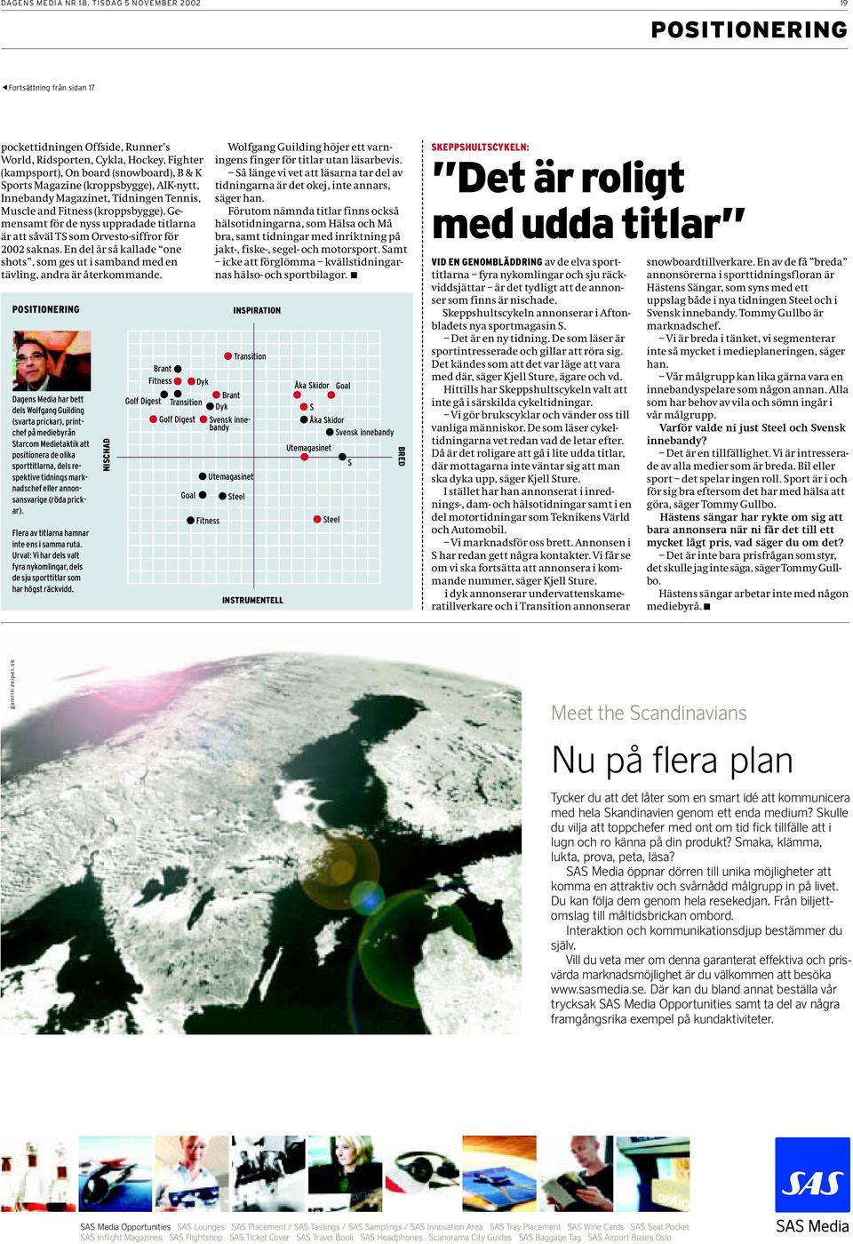 Magazine (kroppsbygge), AIK-nytt, Innebandy Magazinet, Tidningen Tennis, Muscle and Fitness (kroppsbygge). Gemensamt för de nyss uppradade titlarna är att såväl TS som Orvesto-siffror för 2002 saknas.