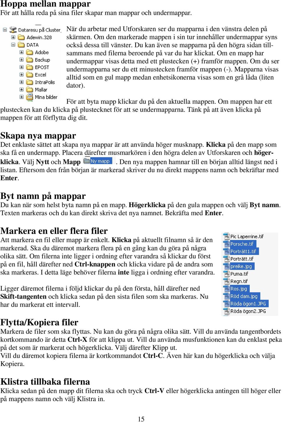 Om en mapp har undermappar visas detta med ett plustecken (+) framför mappen. Om du ser undermapparna ser du ett minustecken framför mappen (-).