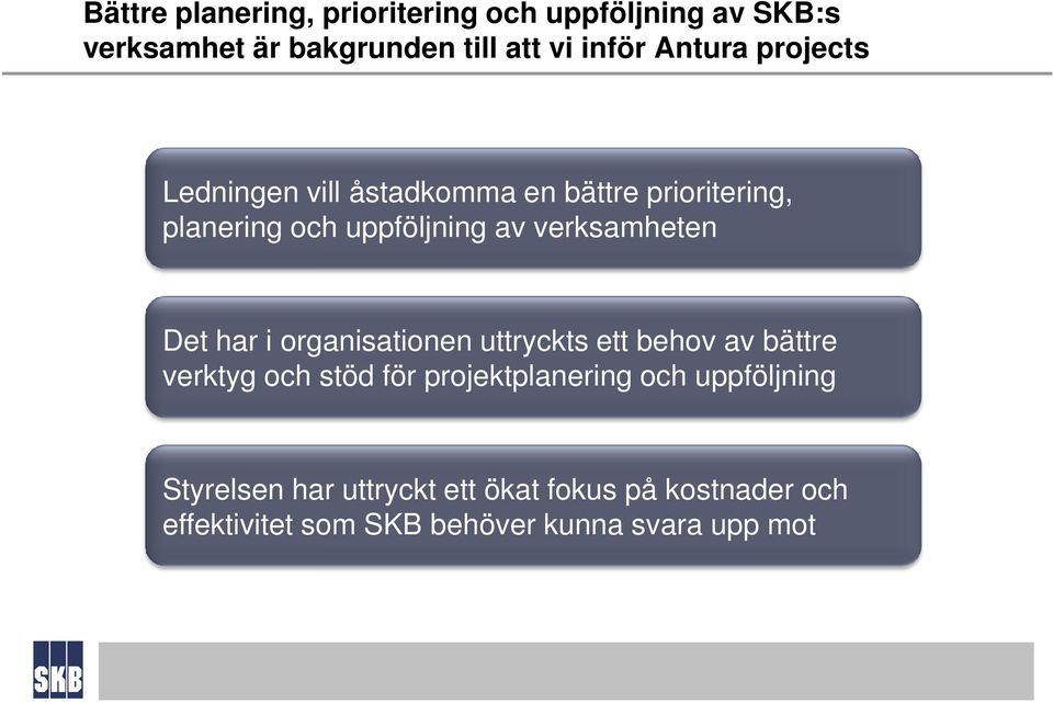 verksamheten Det har i organisationen uttryckts ett behov av bättre verktyg och stöd för