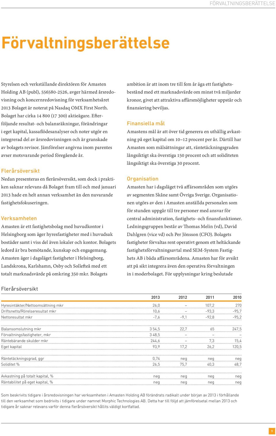 Efterföljande resultat- och balansräkningar, förändringar i eget kapital, kassaflödesanalyser och noter utgör en integrerad del av årsredovisningen och är granskade av bolagets revisor.