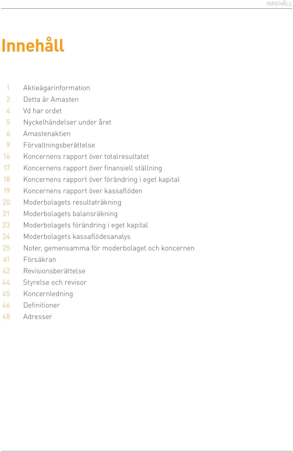 Moderbolagets resultaträkning 21 Moderbolagets balansräkning 23 Moderbolagets förändring i eget kapital 24 Moderbolagets kassaflödesanalys 25