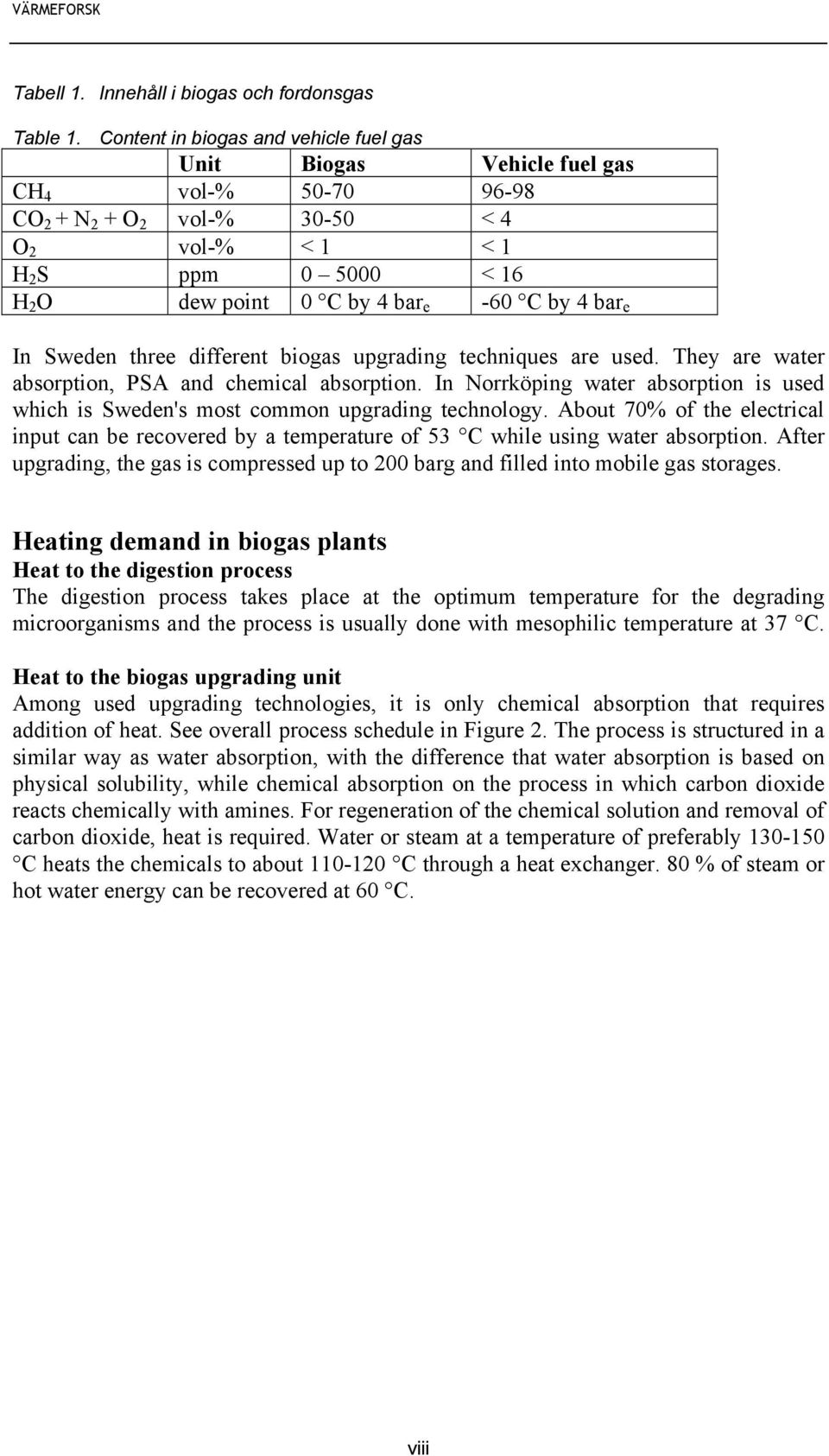 C by 4 bar e In Sweden three different biogas upgrading techniques are used. They are water absorption, PSA and chemical absorption.