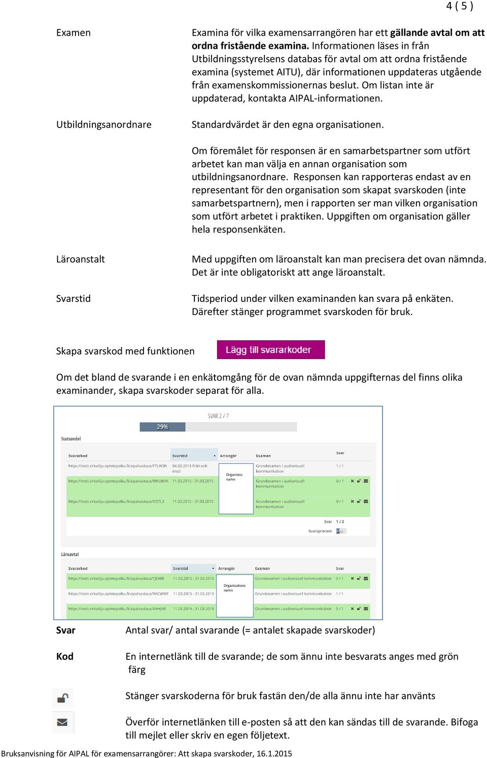 Om listan inte är uppdaterad, kontakta AIPAL-informationen. Standardvärdet är den egna organisationen.