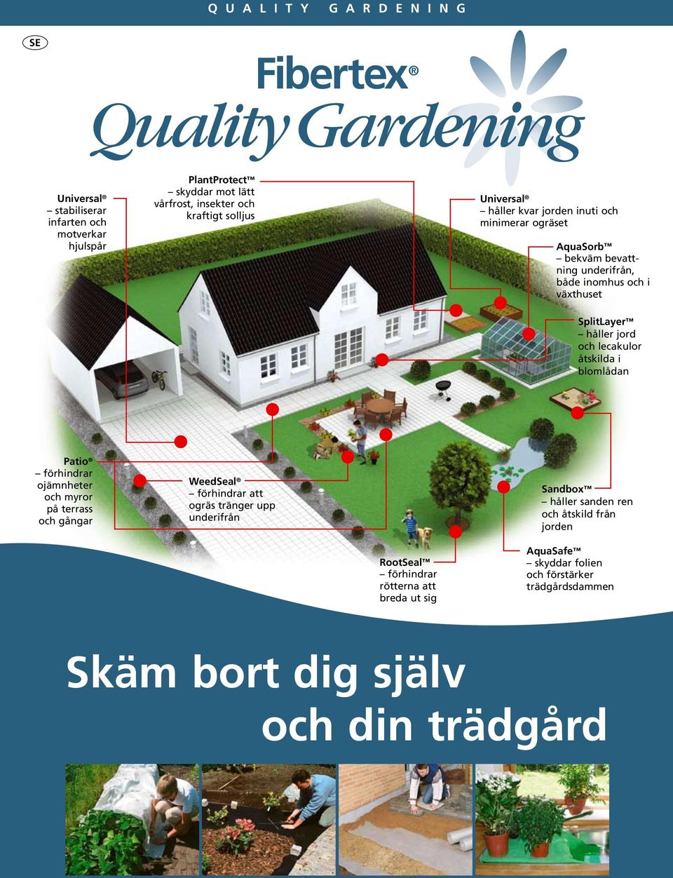 blomlådan Patio förhindrar ojämnheter och myror på terrass och gångar WeedSeal förhindrar att ogräs tränger upp underifrån Sandbox håller sanden ren och