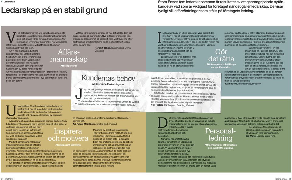 Vi vill åstadkomma win-win-situationer genom att hela tiden leta efter nya möjligheter att samarbeta med och skapa värde för våra trogna kunder. Vår förmåga att leverera är avgörande.