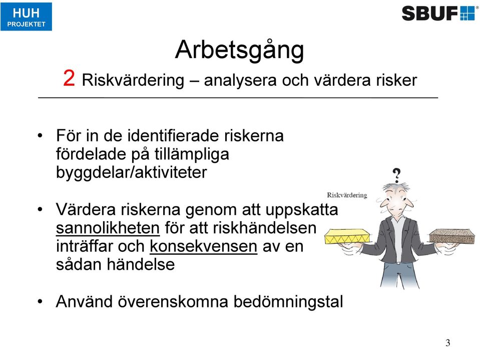 Värdera riskerna genom att uppskatta sannolikheten för att riskhändelsen