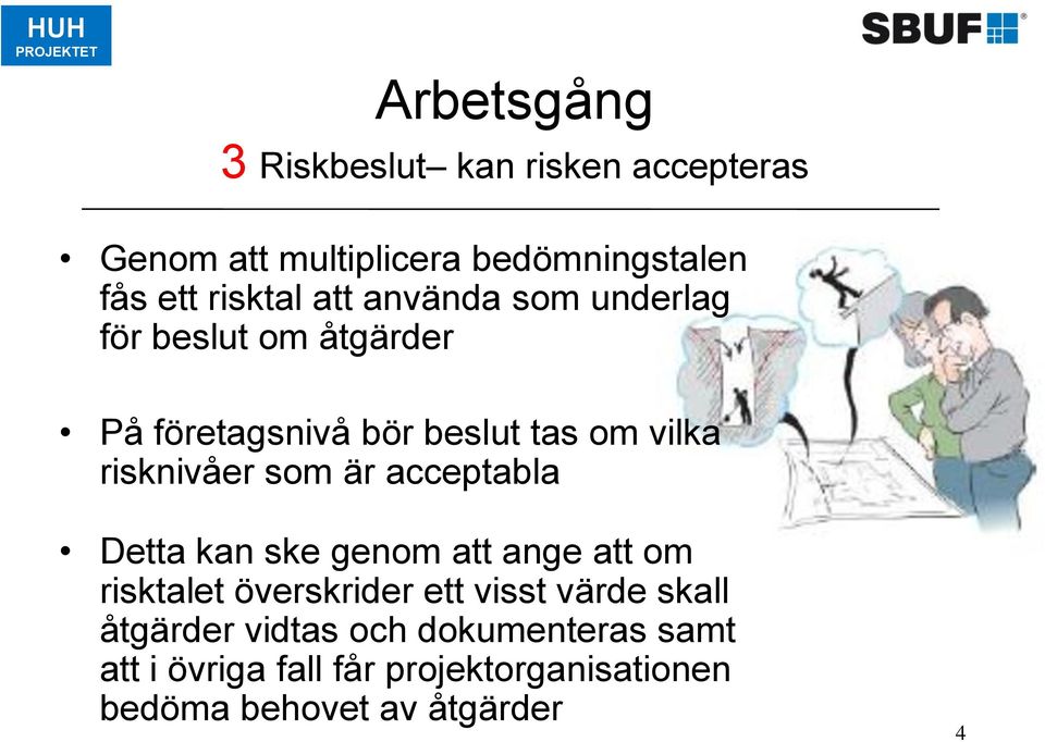 risknivåer som är acceptabla Detta kan ske genom att ange att om risktalet överskrider ett visst värde