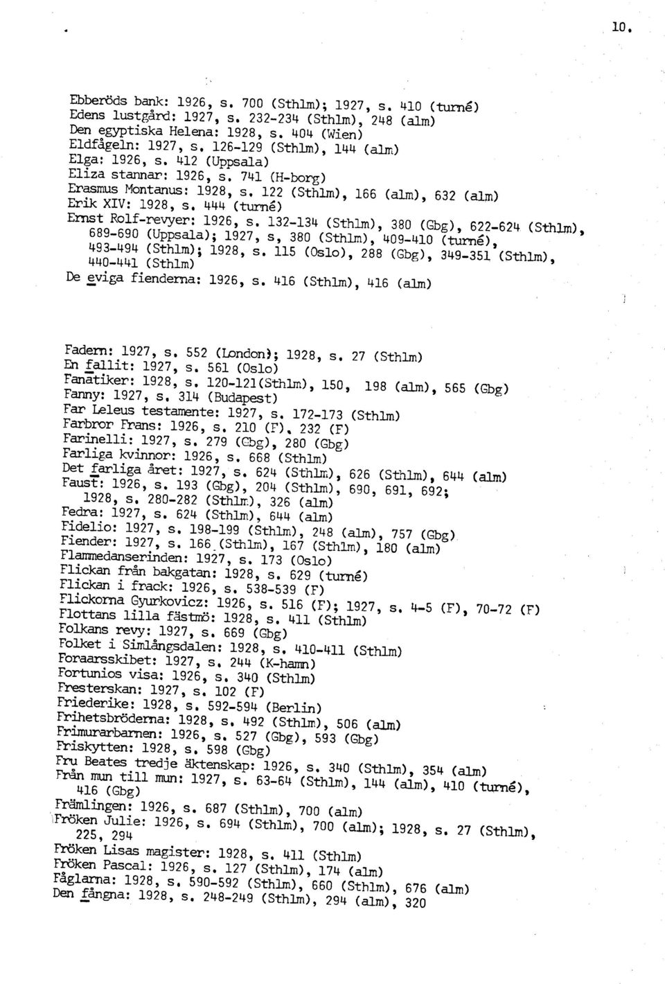 444 (turng) Ernst Rolf-revyer: 1926, s. 132-134 (Sthlm), 380 (Gbg), 622-624 (Sthlm), 689-690 (Uppsala); 1927, s, 380 (Sthlm), 409-410 (tume'), 493-494 (Sthlm); 1928, s.