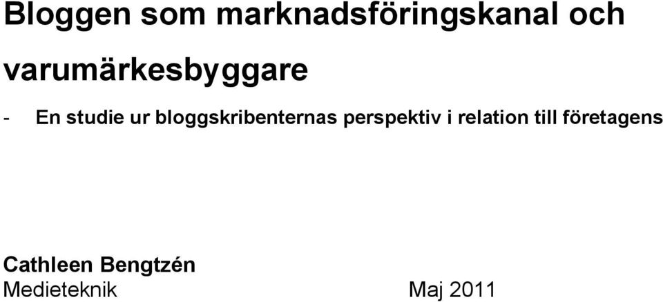 bloggskribenternas perspektiv i relation