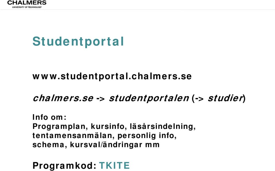 Programplan, kursinfo, läsårsindelning,