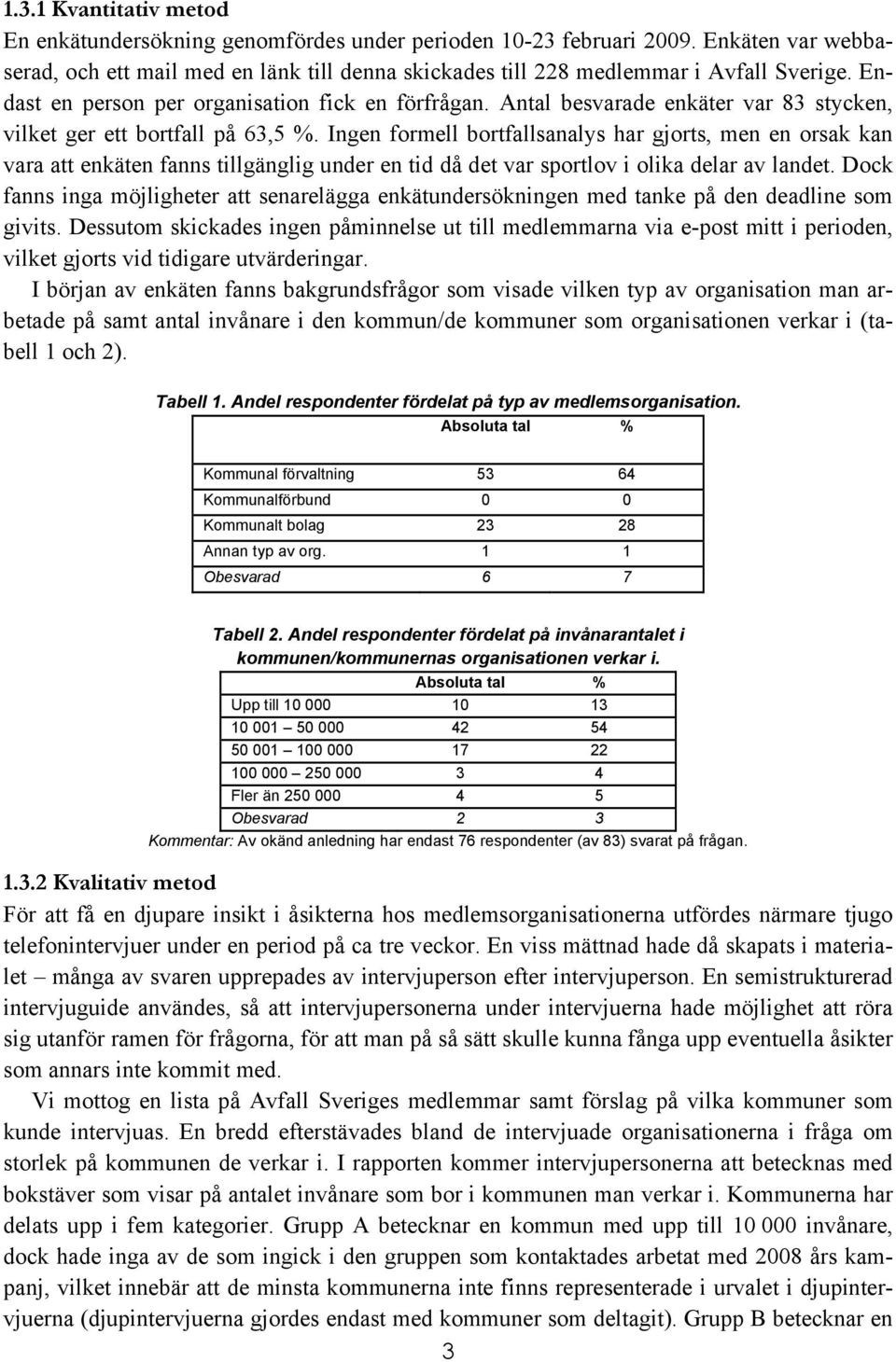 Ingen formell bortfallsanalys har gjorts, men en orsak kan vara att enkäten fanns tillgänglig under en tid då det var sportlov i olika delar av landet.