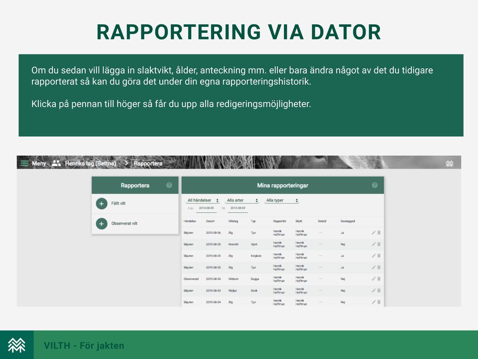 eller bara ändra något av det du tidigare rapporterat så kan du