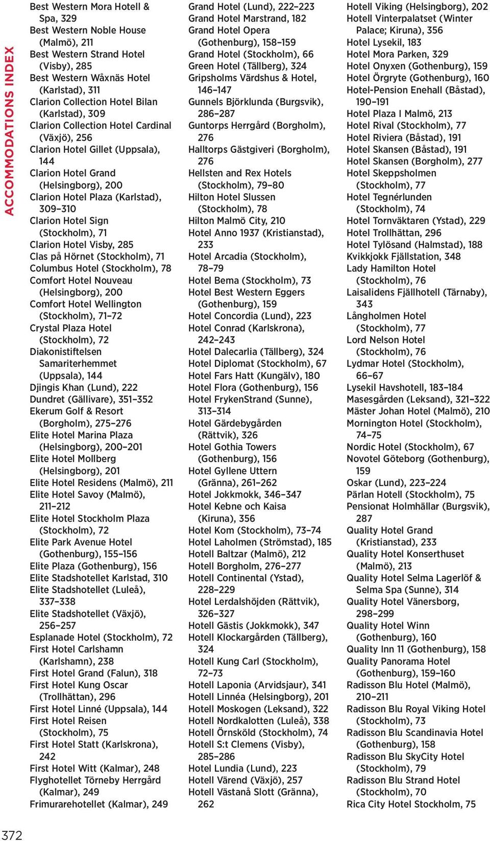 Hotel Sign (Stockholm), 71 Clarion Hotel Visby, 285 Clas på Hörnet (Stockholm), 71 Columbus Hotel (Stockholm), 78 Comfort Hotel Nouveau (Helsingborg), 200 Comfort Hotel Wellington (Stockholm), 71 72