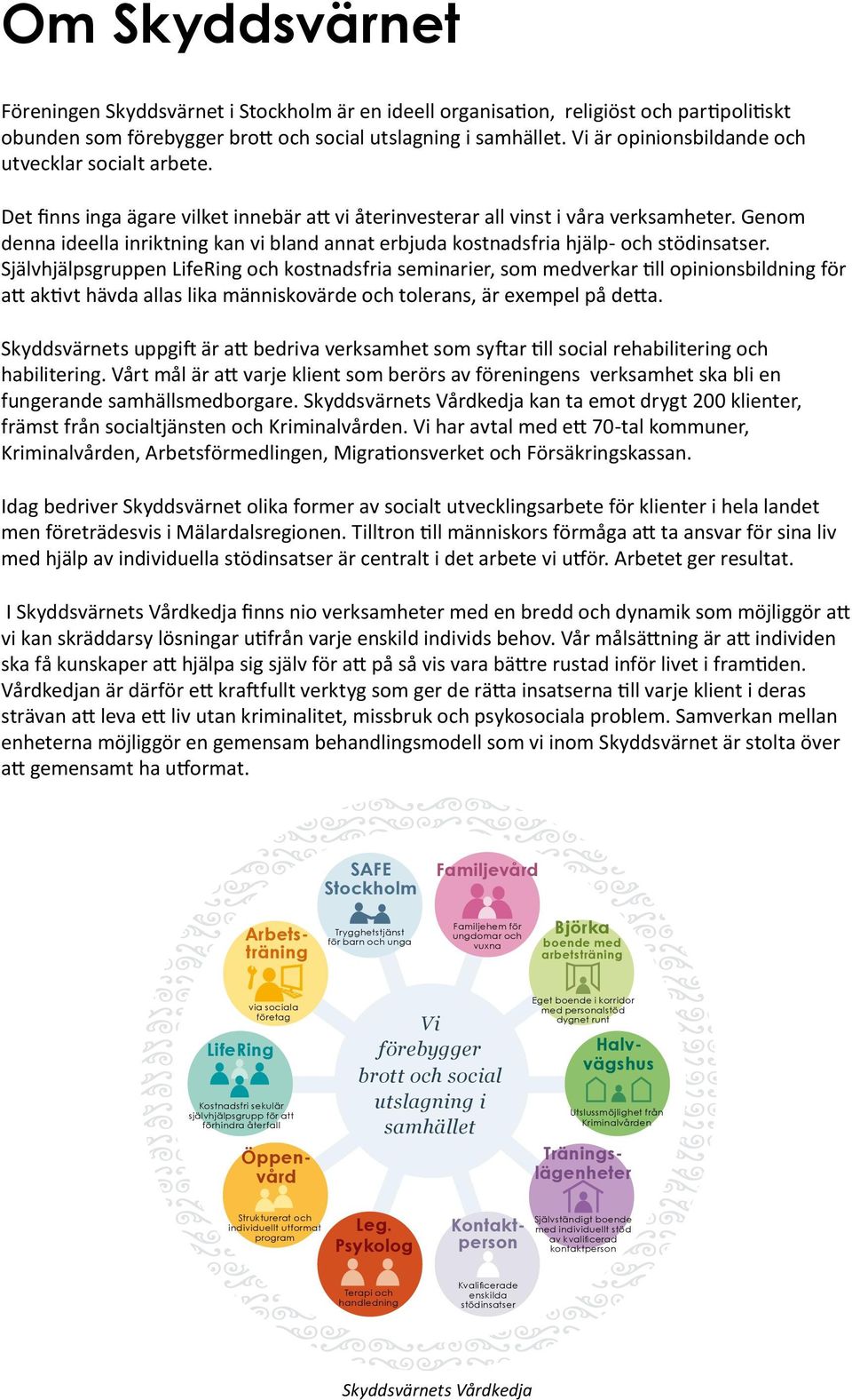 Genom denna ideella inriktning kan vi bland annat erbjuda kostnadsfria hjälp- och stödinsatser.