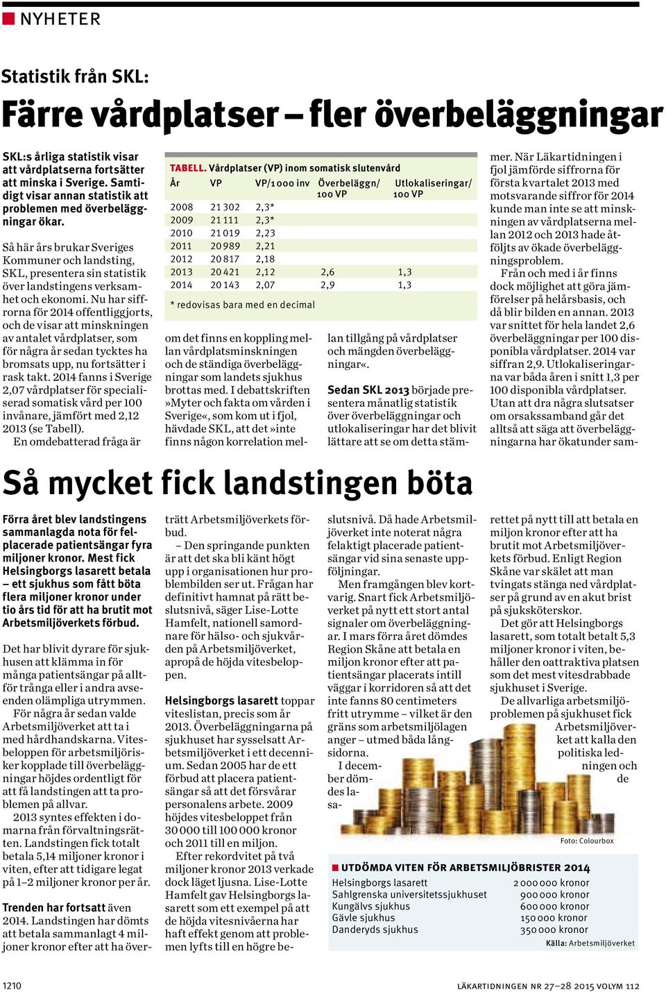 Nu har siffrorna för 2014 offentliggjorts, och de visar att minskningen av antalet vårdplatser, som för några år sedan tycktes ha bromsats upp, nu fortsätter i rask takt.