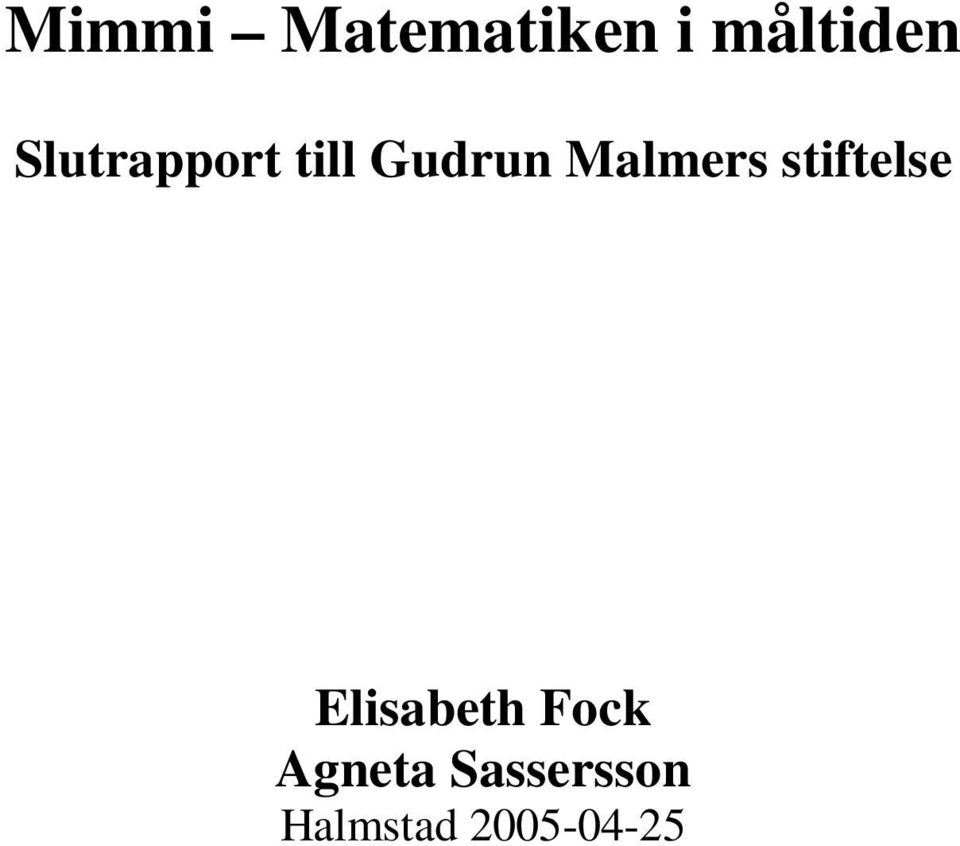 Malmers stiftelse Elisabeth