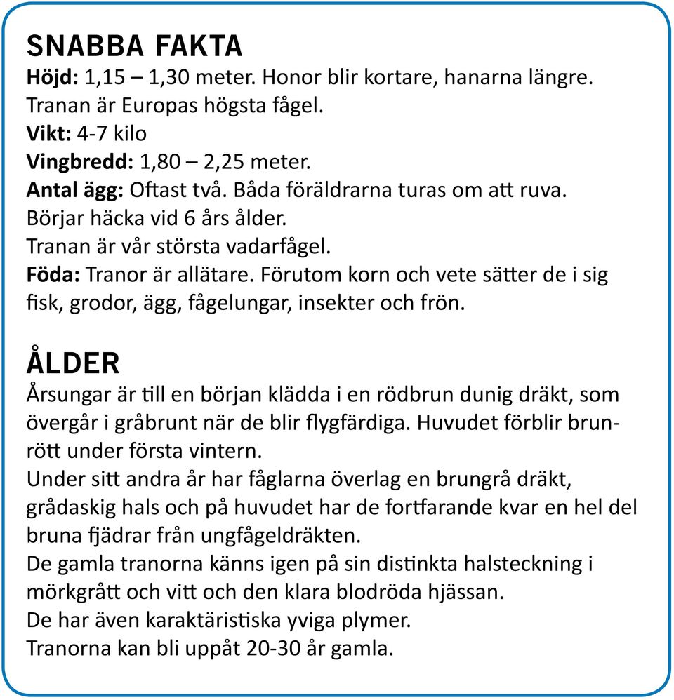 Förutom korn och vete sätter de i sig fisk, grodor, ägg, fågelungar, insekter och frön.